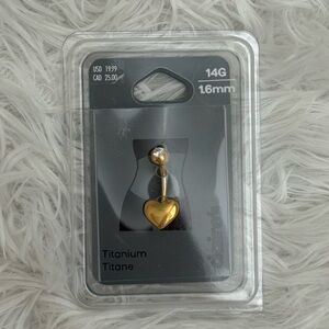 Gold Titanium Heart Belly Button Ring
